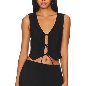 NBD Black Lace-Up Crop Top